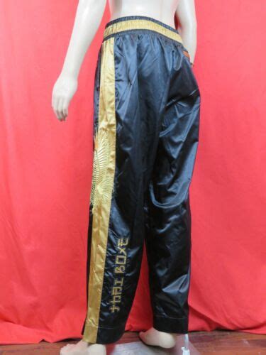 GOLD BLACK NYLON MUAY THAI EAGLE SPORT PANTS 50 